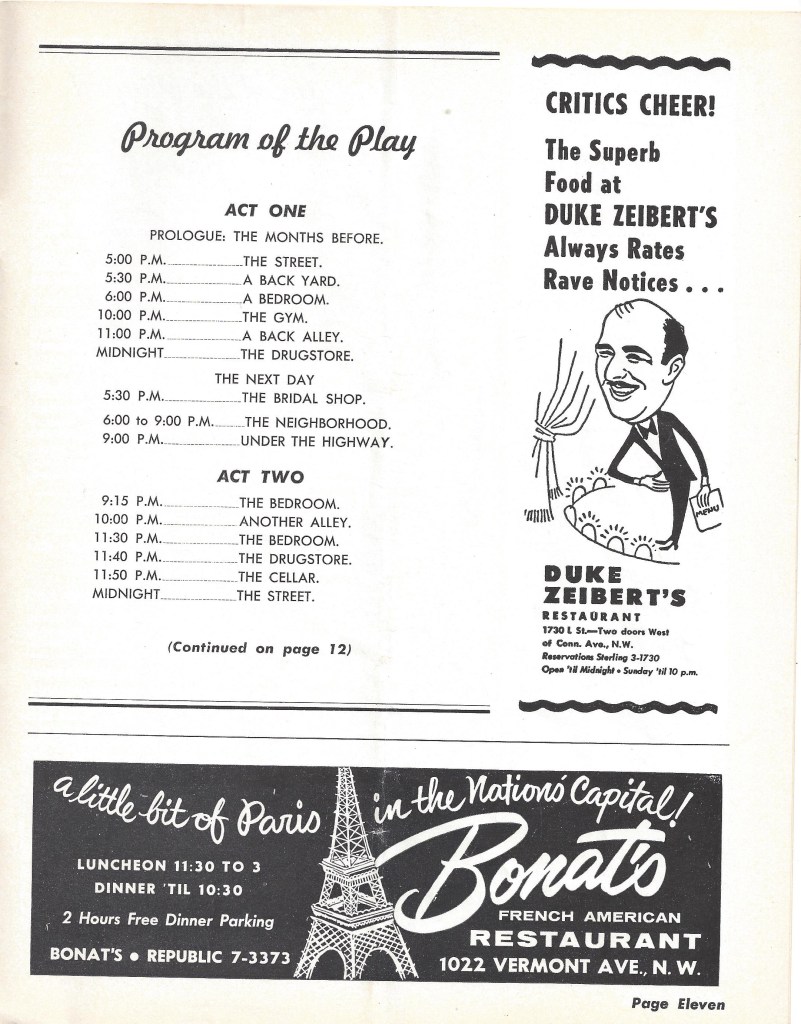 Scene list in the original Playbill for "West Side Story."