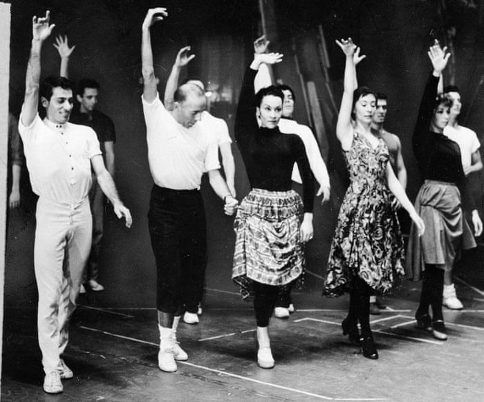 Jerome Robbins gives direction to Chita Rivera during dance rehearsal